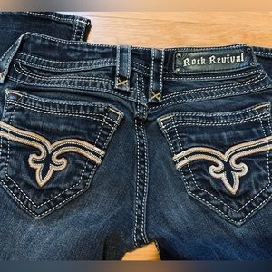 Rock Revival Trina Straight Jeans. Size 23. Dark grey/faded black.